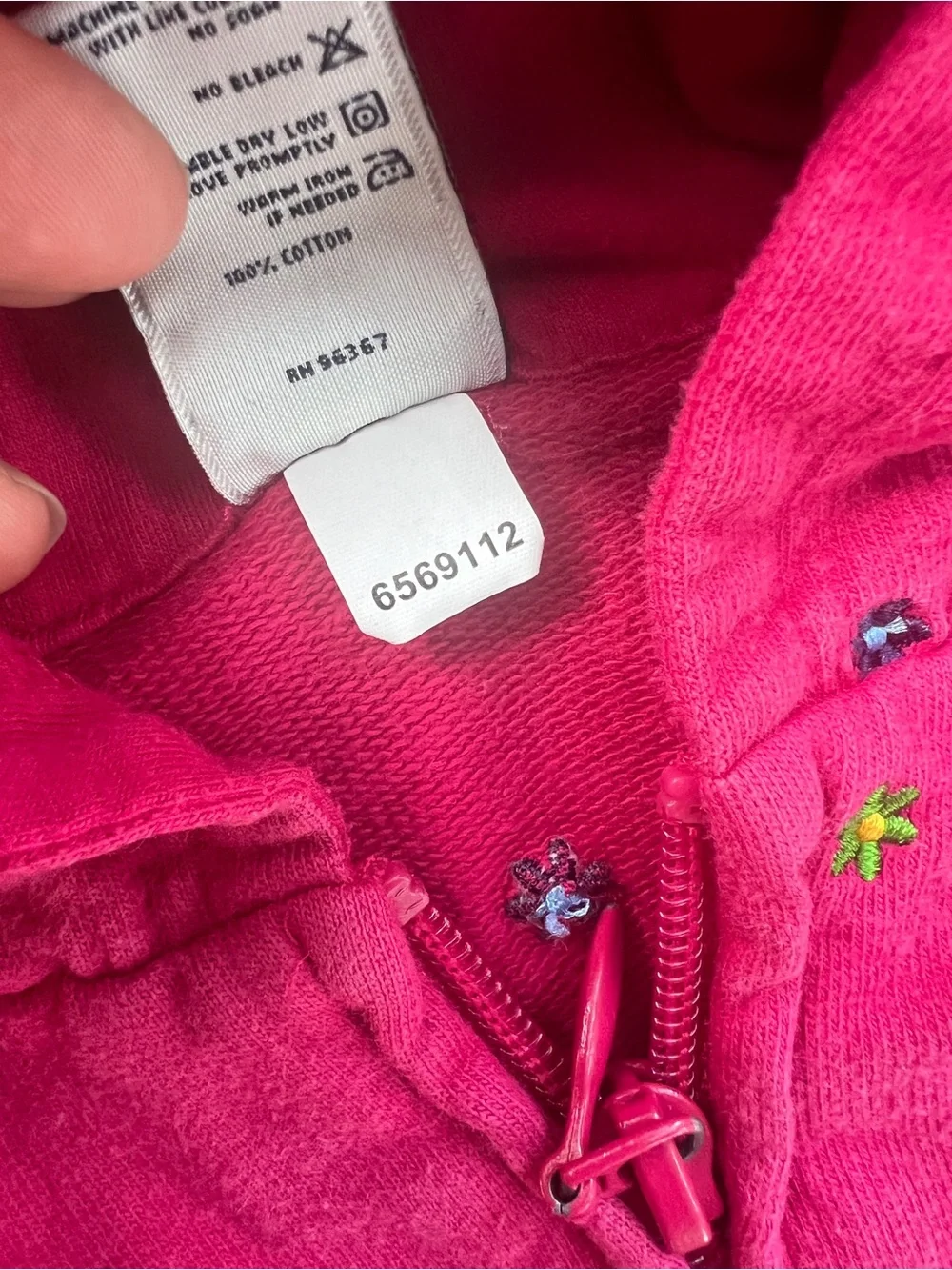 Y2K OshKosh Girls 3T 2pc Pink Floral Embroidered Zip Hoodie & Pants Set